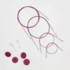 KnitPro Thin & Flex Kabel, Lilla Swivel, 40-150 cm